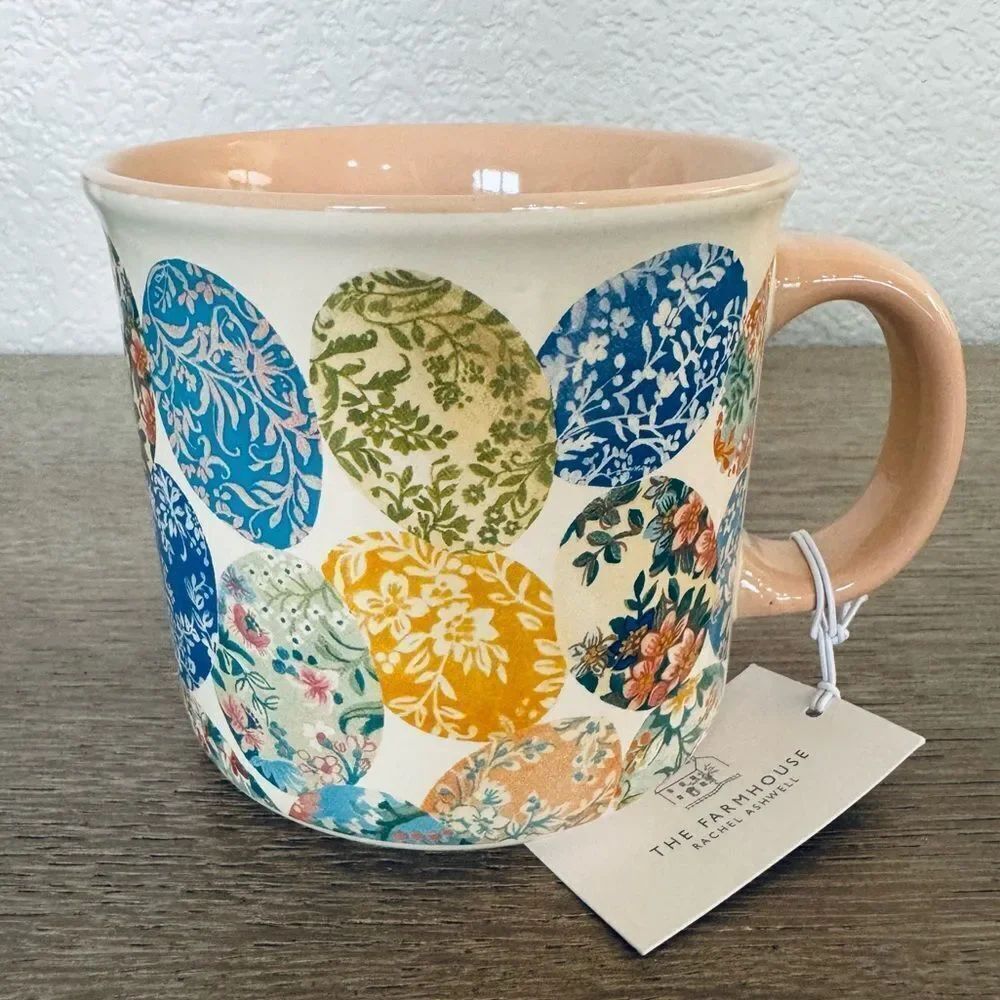 Rachel Ashwell Vintage Floral Easter Eggs Ceramic Coffee Mug Cup